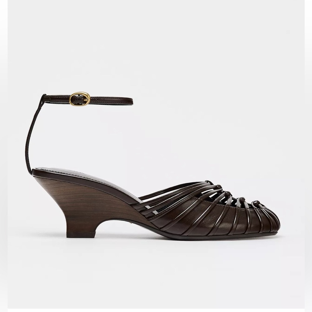 Zara Dark Brown Wedges with Ankle Strap